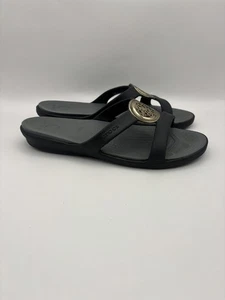 Crocs Sanrah Metal Negro Toboganes Mujer Talla 8 - Imagen 1 de 6