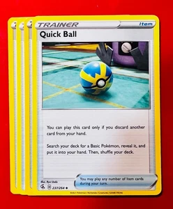 4x Quick Ball 237/264 Pokémon TCG Fusion Strike Playset Item Trainer Lot NM - Picture 1 of 1