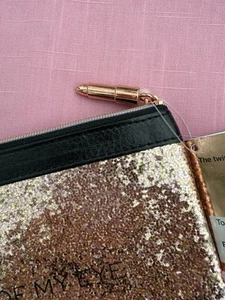 Sephora Gold Shiny Faux Leather Makeup Bag Zippered Cosmetics Case 6.5" x 10" - Picture 1 of 4