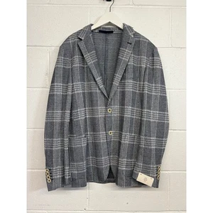 895 $ neuf Eleventy us 43 eu54 coton bleu marine costume veste sport manteau imprimé à carreaux - Photo 1 sur 10