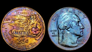 Gorgeous! 2023-D Edith Kanaka'Ole Quarter Vivid Artificial Rainbow Toned US Coin - Picture 1 of 1