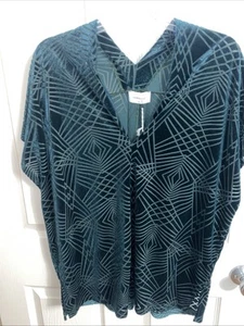Camicetta donna ADRIENNE taglia M verde scuro burnout scollo a V semi trasparente nuova con etichetta - Foto 1 di 15