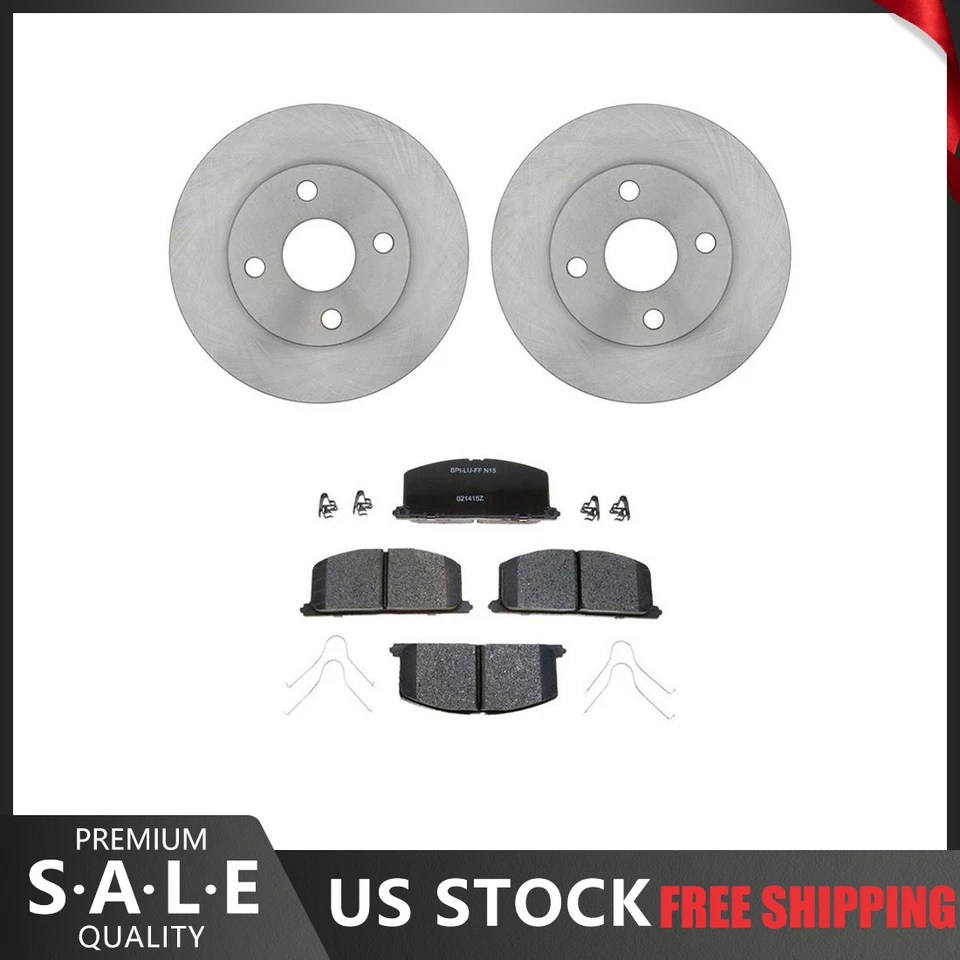 Kit de rotores de freno delanteros + pastillas de cerámica y herrajes para Toyota Tercel 1991-1999 Foto 1 de 4