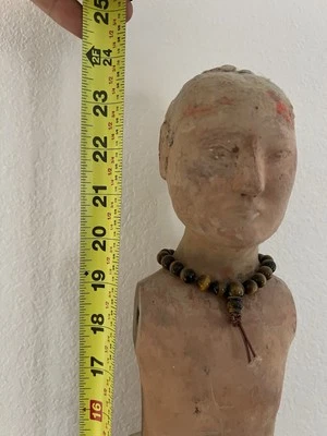 Antigua figura de tumba de terracota de la dinastía Han de China emperador Jing Di pigmentos 24" Foto 1 de 4