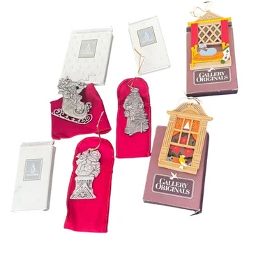 Lote de 5 adornos navideños vintage años 80 90 Avon 3 peltre 2 ventanas para gatos Foto 1 de 4