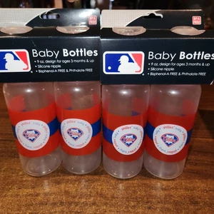 NEW MLB Philadelphia Phillies  9 fl oz Baby Bottle Lot of 2  (2) Packs 4 Bottles - Picture 1 of 5