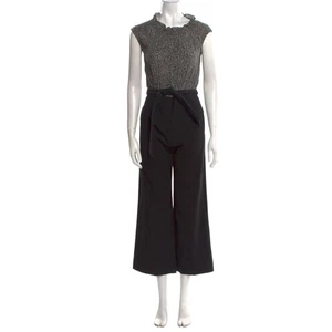 Rebecca Taylor Tailored Black Floral Print Wide Leg Jumpsuit Size 2 - Picture 1 of 10