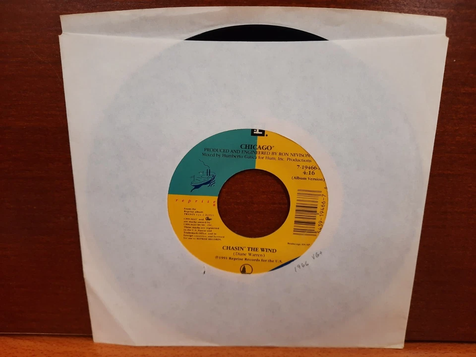 45 / Chicago / 1991 / Chasin' The Wind / Only Time Can Heal The Wounded - Image 1 of 1