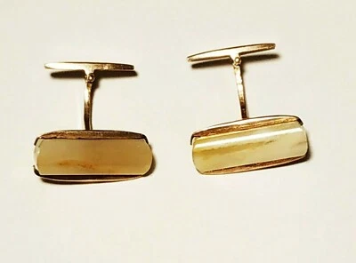 Soviet USSR Russian Silver 875 gilding  Agate Stone  Cufflinks Red Star Stamp - Image 1 of 4