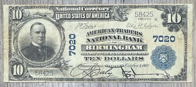 1902 $10 American Traders National Bank of Birmingham, National Note, FR# 616 - Image 1 of 4