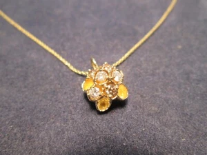 14K Solid Gold Chain With Honeycomb Diamond Pendant - Picture 1 of 7