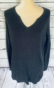 Cabi Women’s XXS Sweater Tunic Gray Lightweight Knit Long Sleeves V Neck Soft  - Picture 1 of 9