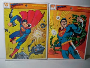 2 NOS Vintage 1966 & 1979 Whitman SUPERMAN Frame Tray PUZZLES DC Comics SEALED - Picture 1 of 5