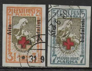 Estonia stamps 1923 MI 46B-47B CANC VF RED CROSS - Picture 1 of 1