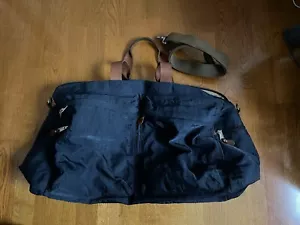 J Crew Dry Harwick Nylon Weekender Travel Duffel Bag Navy Blue Leather Handle - Picture 1 of 13