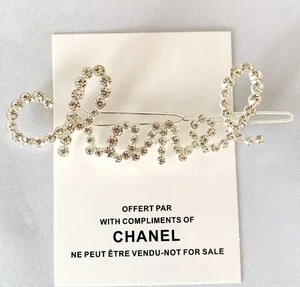 Chanel Beauty Barrette Hair Accessory Silver Ton White Crystals - Picture 1 of 11