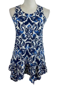 Lilly Pulitzer Girls Dress L 8/10 White Blue Flamingo Print Sleeveless - Picture 1 of 12