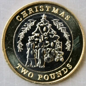 GIBRALTAR_2 Pounds 2023_Christmas_Children and Christmas Tree_unc_lose - Picture 1 of 2