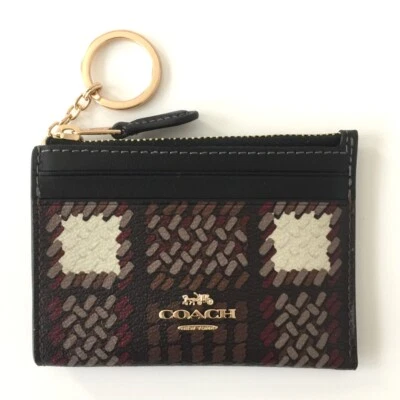 COACH Mini Estojo de Id Magro Xadrez Escovado, Slots para Cartão, Janela de Identificação 4.25x3x0.5" CN018 - Imagem 1 de 4