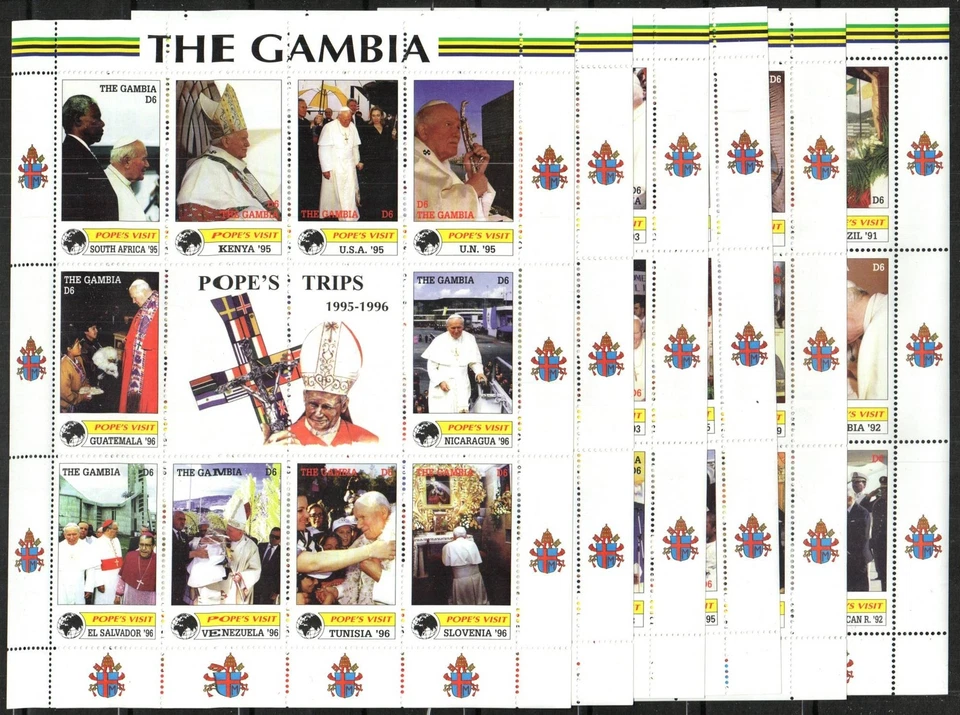 Sello Gambia 2223-2228 - Visitas Juan Pablo II Foto 1 de 1