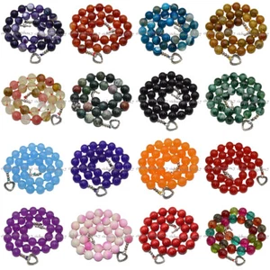 Natural 6/8/10/12/14mm Round Multicolor Gemstone Beaded Jewelry Necklace 18'' - Picture 1 of 221