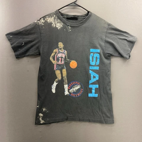Vintage Isiah Thomas Shirt Mens Small Black Detroit Pistons Salem Sportswear Cover