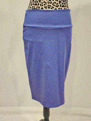 LuLaRoe Cassie Borgoña y Azul Rayas Mujer Talla Mediana Nuevo con Etiquetas Foto 1 de 4