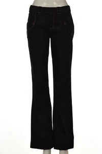 Y Morrissey Modern Womens Pants Size 2 Black Flare Chino Slacks Cotton Casual - Picture 1 of 4