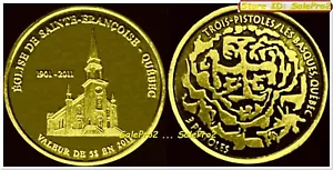 KANADA 2011 TROIS PISTOLEN ST. FRANCOISE CHURCH 5 $ DOLLAR GP 24K MÜNZE mit Echtheitszertifikat Stempelglanz - Bild 1 von 2