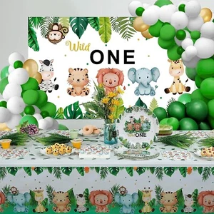 Wild One Birthday Decorations Jungle Safari theme Frist Birthday Party Supplies - Picture 1 of 6