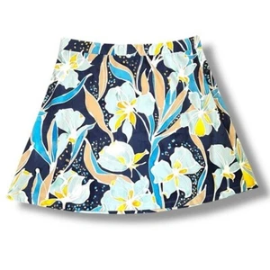 J McLaughlin Short Skirt Catalina Cloth Pull On Blue Floral A-Line Golf Size XL - Picture 1 of 5