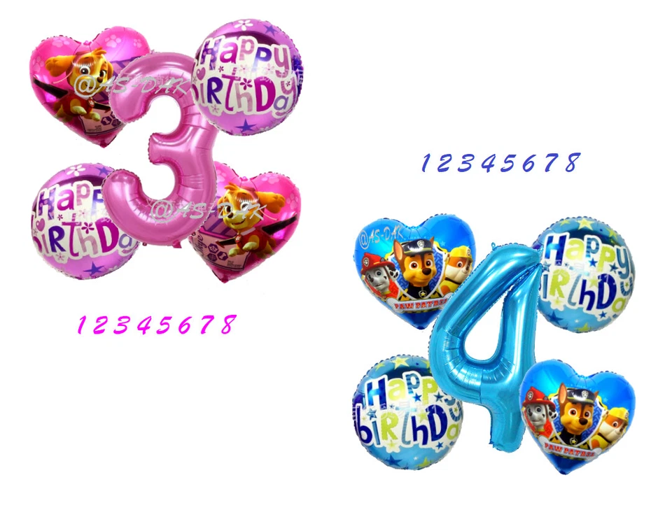 Paw Patrol Folien Luft Ballon Skye Zahl 1 2 3 4 5 6 7 8 9 Pink Kindergeburtstag - Bild 1 von 1