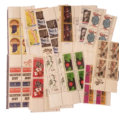 US 5 Cent Stamps Plate Blocks, 12 Varieties, 16 Blocks - Mint No Hinge - Image 1 of 4