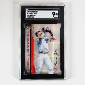 1999 Topps Finest Derek Jeter Graded Card #PR7 Peel & Reveal Hyperplaid - SGC 9 - Picture 1 of 3