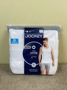 Jockey 100% Cotton Ribbed Tank Top Under Shirt 4-pack NWT Medium StayCool Tech