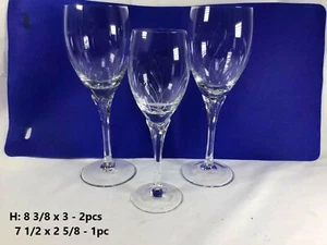 3pcs Vintage Elegant Decorative Crystal Jolie Tall Wine Glasses 8 3/8 x 3 - Picture 1 of 12