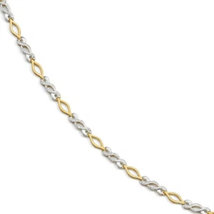 10k 10kt Two-tone Polished Diamond Cut Bracelet w/ Lobster 7.5 inch X 4.75 mm - Picture 1 of 3