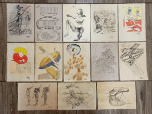 Salvador Dali Lot of 20 drawings on antique paper signed and sealed vintage.. - Picture 1 of 4