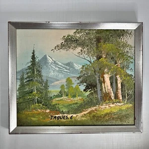 Vintage Berglandschaft Ölgemälde gesungen Jaques E gerahmt 9x11 traditionell - Bild 1 von 8