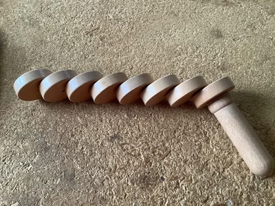 Wooden fidget balance toy with handle uses concentration and skill - Image 1 of 3