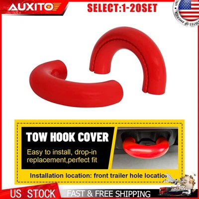 Red D-Ring Front Tow Hook Covers for Toyota Tundra 2017-2021 Auto Parts US 2-20X - Image 1 of 4