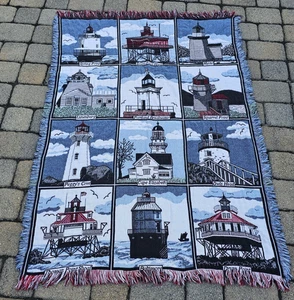 Manta de Colección Elizabeth M. Hutz Goodwin Tejedores Faro Tapiz 65x45 EE. UU. - Imagen 1 de 10