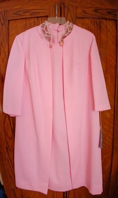 Vestido formal vintage años 60 rosa claro cuello cuentas vestido 2 piezas Foto 1 de 4