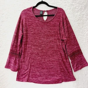 Sweater Pullover L XL Lace Wine Pink Mauve Boho Romantic Soft Girl Whimsycore - Picture 1 of 8