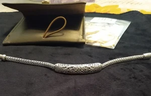 925 Sterling Silber Devata Armband Blumenstab mit Drachenschuppenband 7" lang - Bild 1 von 4