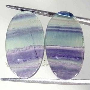 25.20Cts Natural Fluorite Oval Pair Cabochon Loose Gemstone 13x23x4mm - Picture 1 of 5