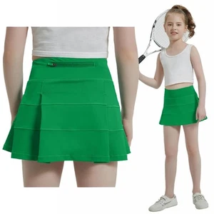 Girls Tennis Skirt High Waisted Pleated Kids Skort Built-in Shorts School Ath... - Picture 1 of 6