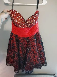 Jovani Size 6 Mini Formal Dress Red And Black - Picture 1 of 5