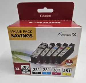 5 szt. Oryginalne wkłady atramentowe Canon OEM 280XL/281 PGI-280XL CLI-281 C/Y/M/BK - Zdjęcie 1 z 6