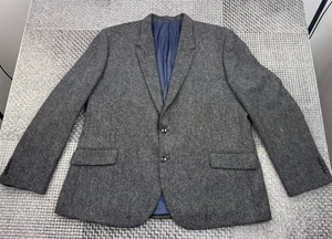 M&S Luxury Jacket Mens 52L Moon Tweed Woven Pure New Wool Charcoal - Picture 1 of 22